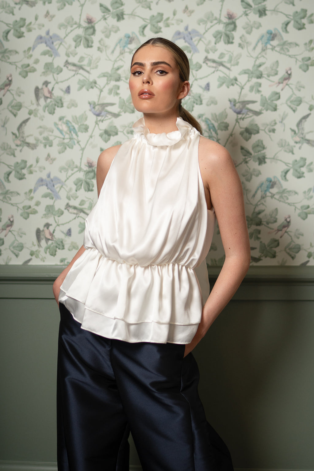 Sienna Sleeveless Frill Silk Blouse