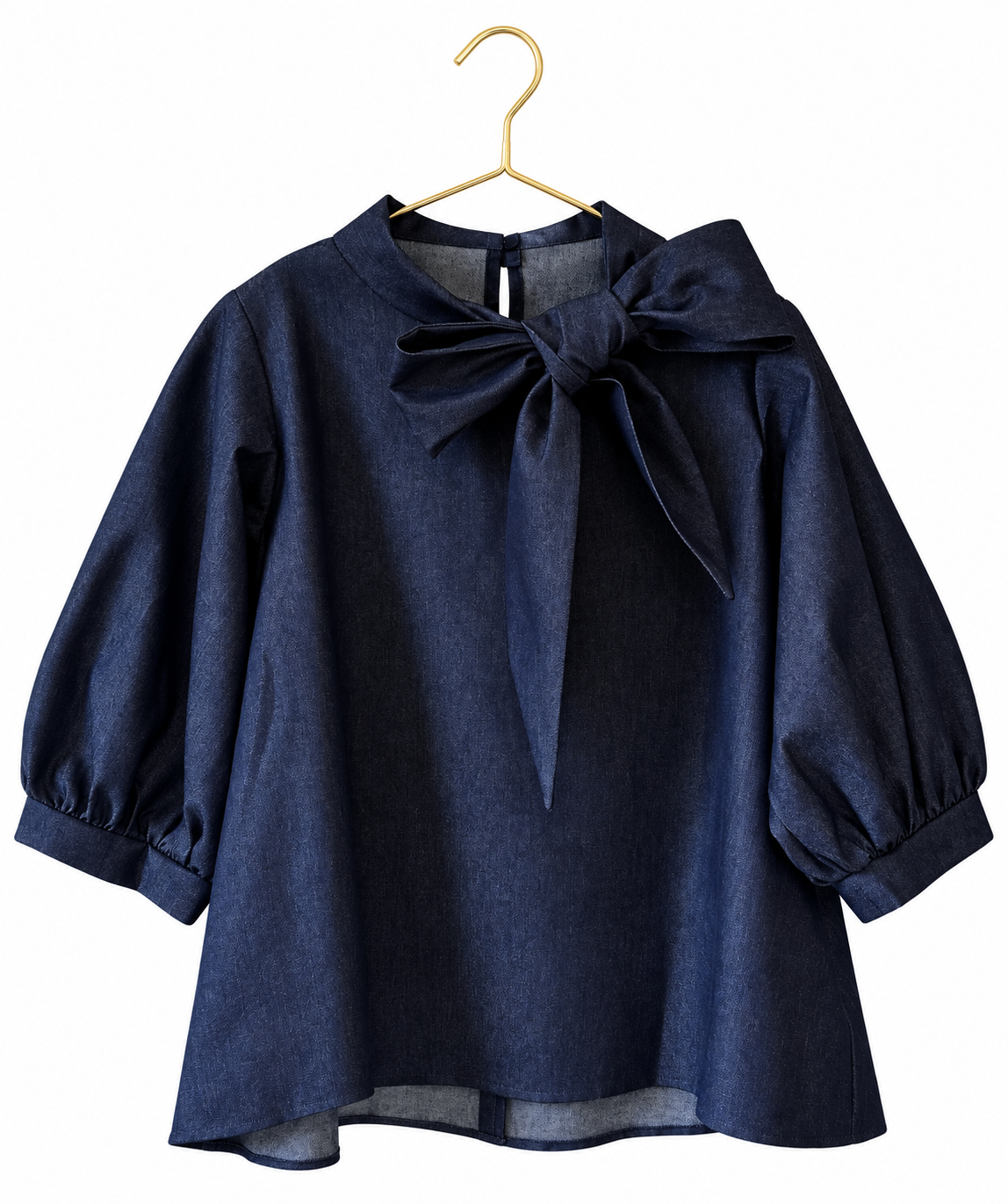 Stone Denim Bow Blouse
