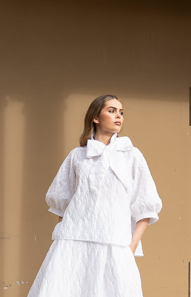 Stone Bow Blouse Jacquard