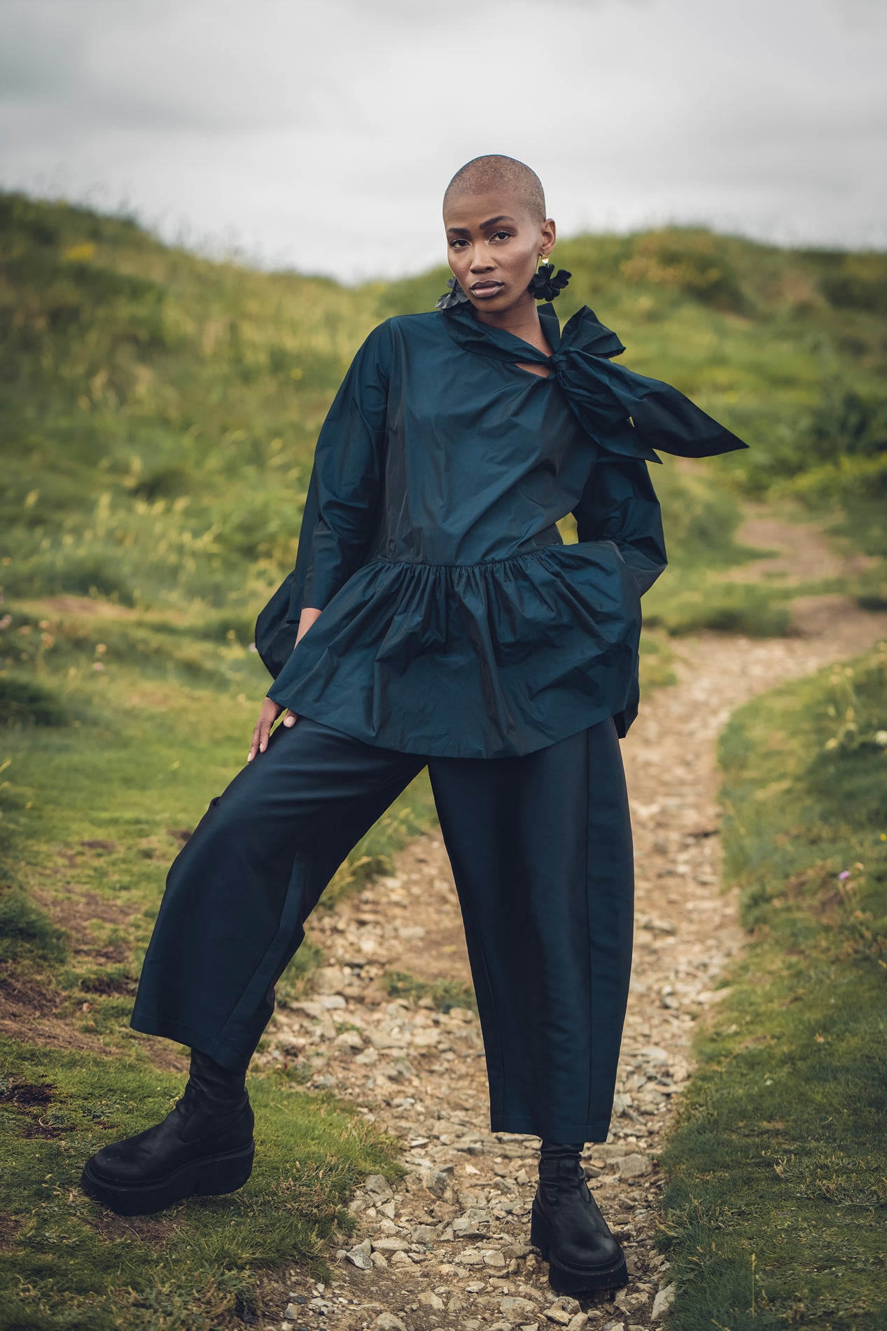 Tide Barrel Leg Trousers Taffeta