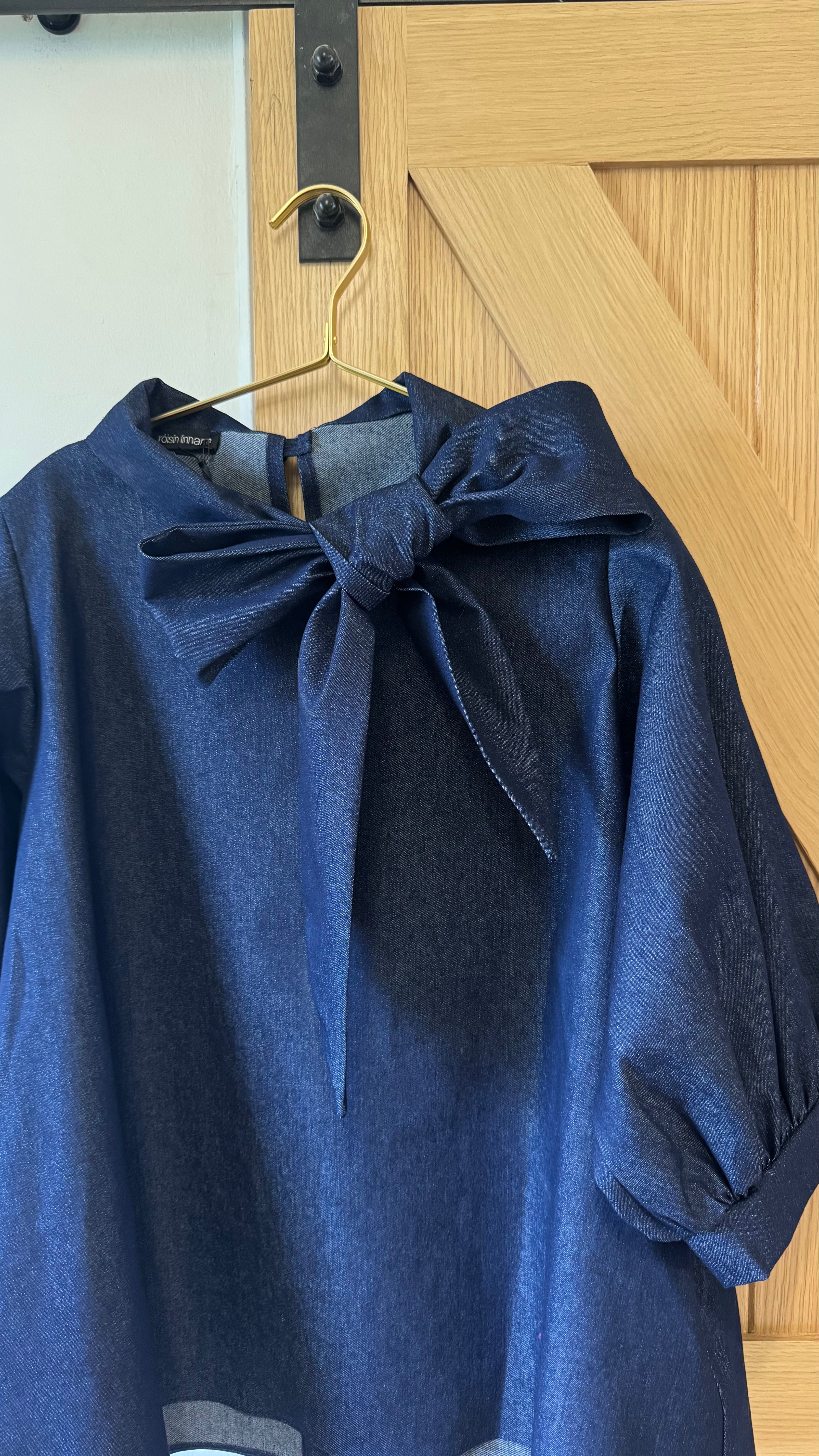Stone Denim Bow Blouse