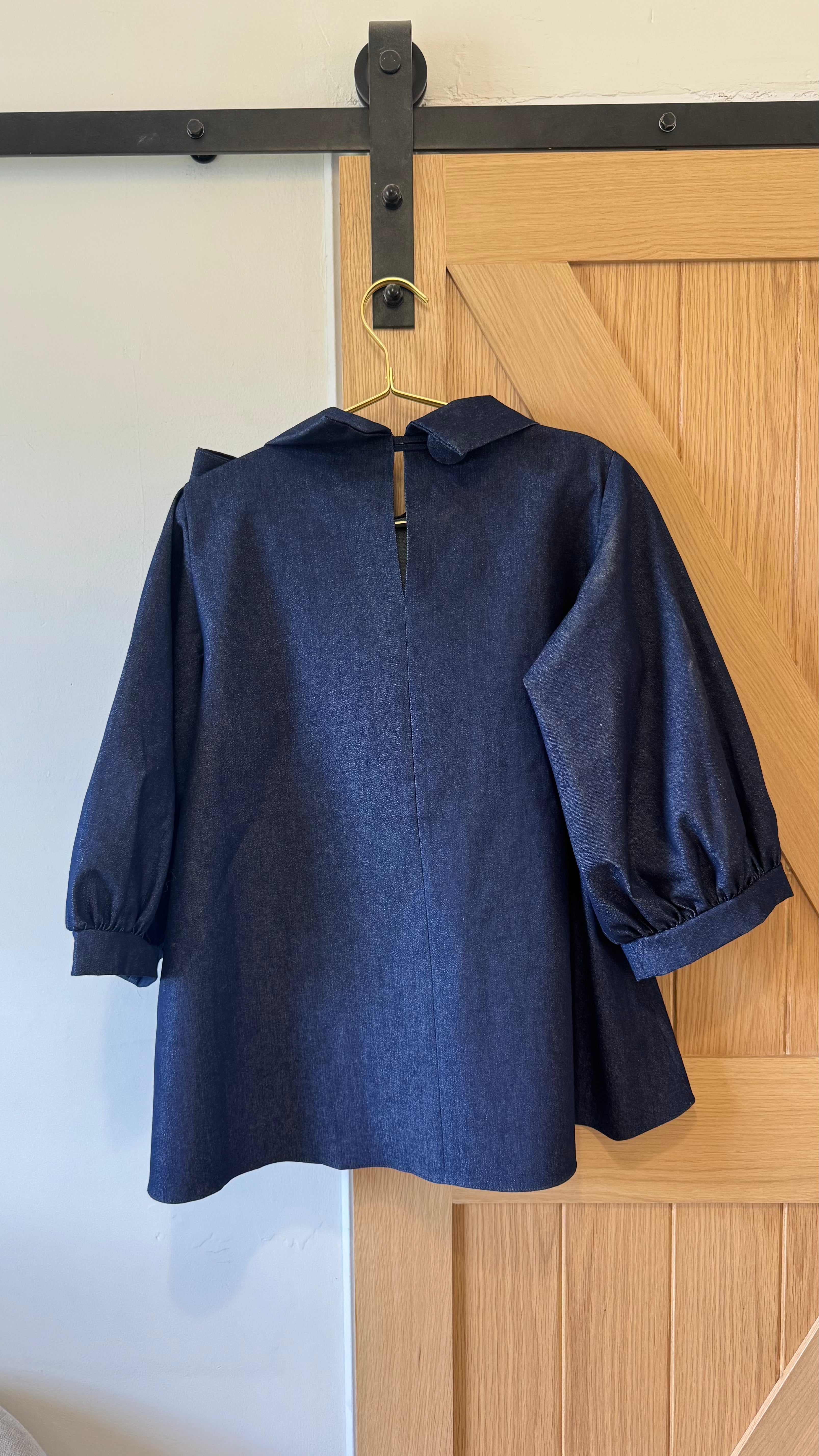 Stone Denim Bow Blouse